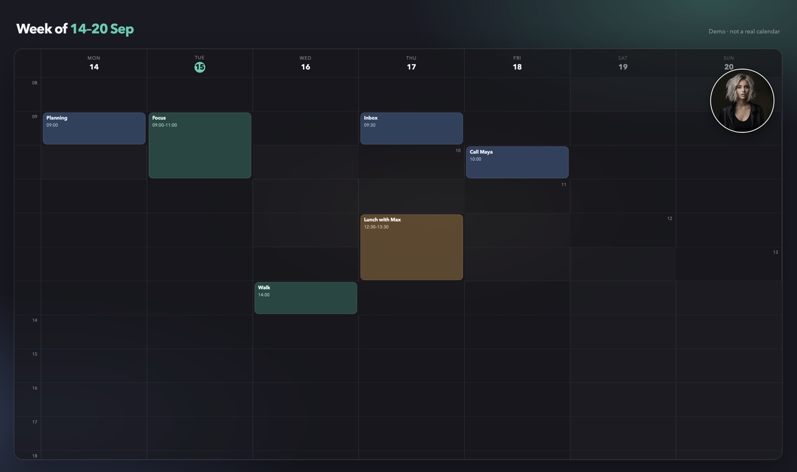 Nova on the desktop next to a weekly calendar